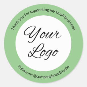 Sticker Rond Sage Green Merci Société Logo Entreprise Personnal