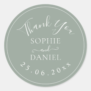 Sticker Rond Sage Vert Merci Moderne Faveurs de mariage