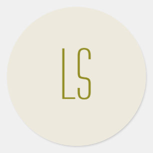 Sticker Rond Sage vert monogramme initial simple