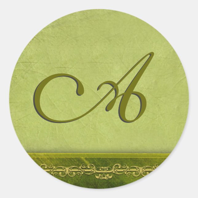 Sticker Rond Sage vert monogramme - personnaliser votre propre (Devant)