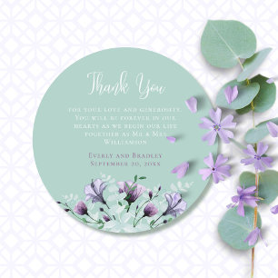 Sticker Rond Sage Vert Purple Aquarelle Mariage Floral