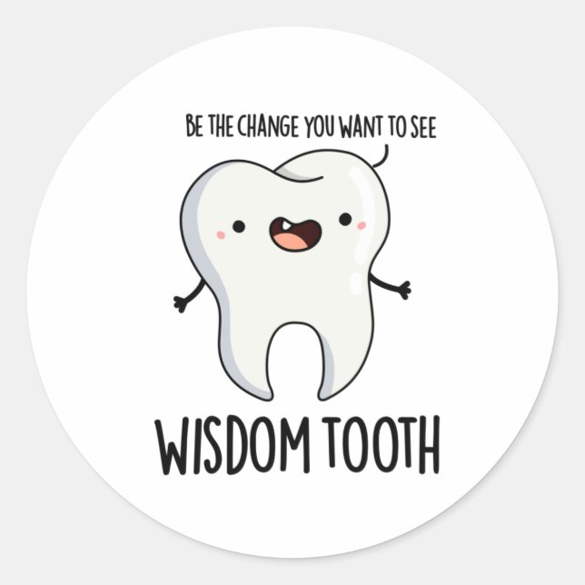 Sticker Rond Sagesse Dent Dentelle Dentelle Sage Dentelle Pun d (Devant)
