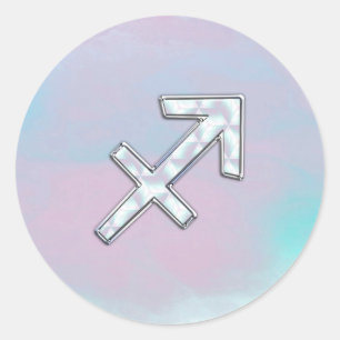 Sticker Rond Sagittaire moderne Zodiac sur Mère de style perle