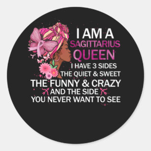 Sticker Rond Sagittarius Black Queen J'ai 3 Sides April Girl
