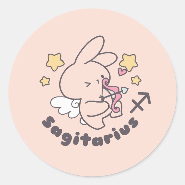 Sticker Rond Sagittarius Bunny : Archer aventurier de l'amour (Devant)