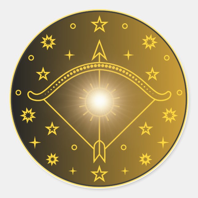Sticker Rond Sagittarius Zodiac Emblem Minimal Celestial Symbol (Devant)