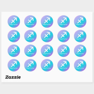 Sticker Rond Sagittarius Zodiac Star Sign Astrologie Bleu pourp