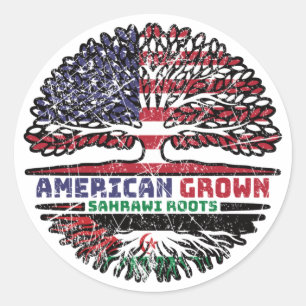 Sticker Rond Sahara Occidental Sahraouie Etats-Unis Racines d'a