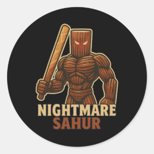 Sticker Rond Sahur de nuit effrayant - Enfants italiens drôles