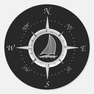 Sticker Rond Sailboat and compass rose