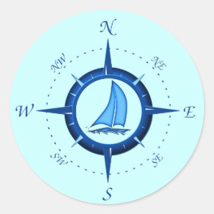 Sticker Rond Sailboat and compass rose