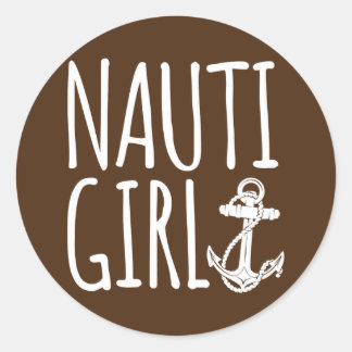 Sticker Rond Sailing Nauti Girl Boating 