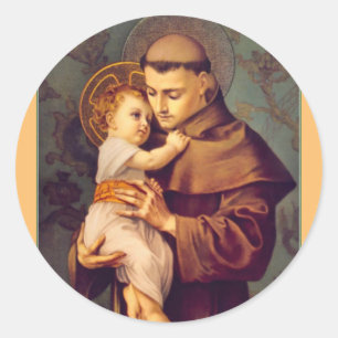 Sticker Rond Saint Antoine de Padoue avec Bébé Jésus