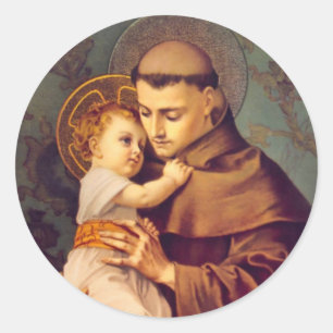 Sticker Rond Saint Antoine de Padoue avec Bébé Jésus
