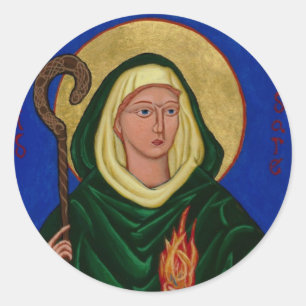 Sticker Rond Saint Brigid avec le feu Saint