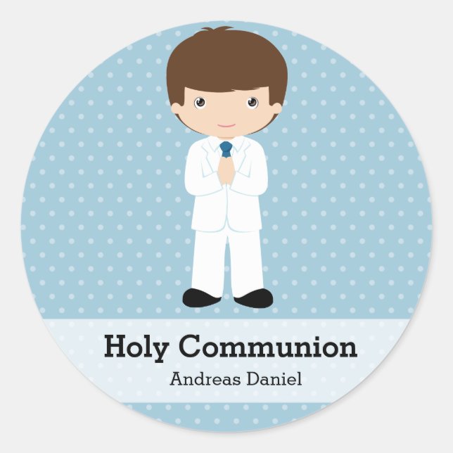 Sticker Rond Saint-Communion garçon * Choisissez votre couleur  (Devant)