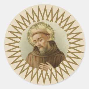 Sticker Rond Saint François d'Assise Patron Saint des Animaux