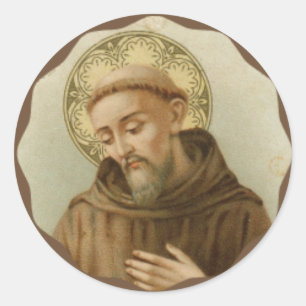 Sticker Rond Saint François d'Assise Patron Saint des Animaux
