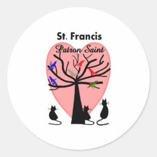 Sticker Rond Saint François Patron Saint—Unique arbre et animau