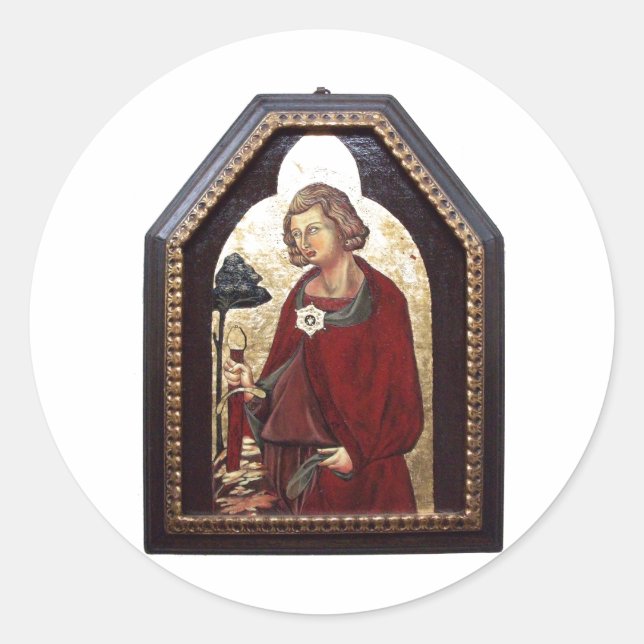 STICKER ROND SAINT GALGANO / LÉGENDE DE L'ÉPÉE DANS LE ROCHER (Devant)