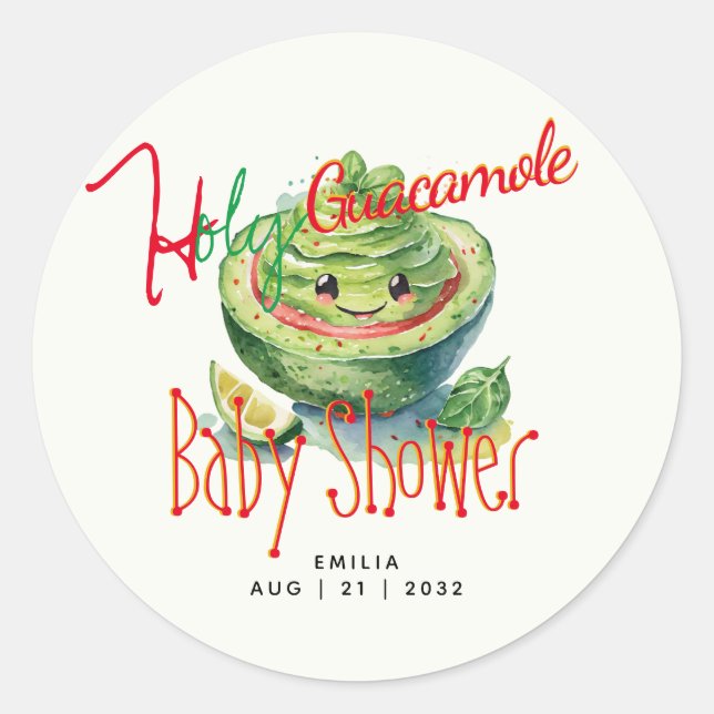 Sticker Rond Saint-Guacamole Fiesta Baby shower PERSONNALISÉ (Devant)