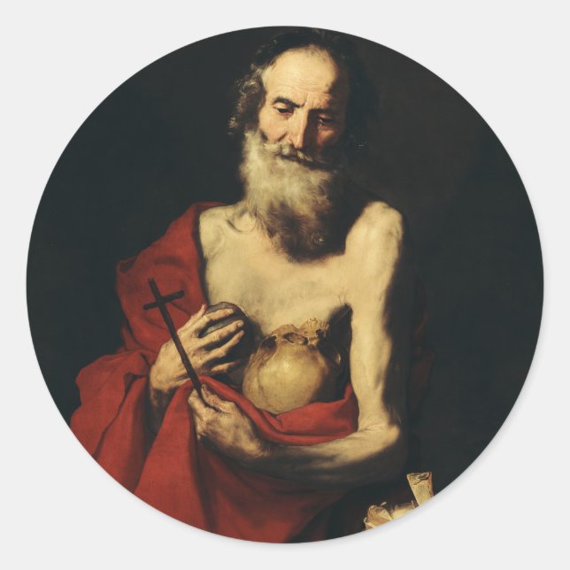 Sticker Rond Saint Jérôme par Jusepe de Ribera (Devant)