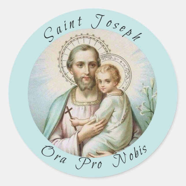 Sticker Rond Saint Joseph, Enfant Jésus, Personnel Lily, Croix (Devant)