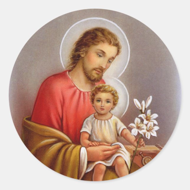 Sticker Rond "Saint Joseph fête" "petits saints du printemps" (Devant)