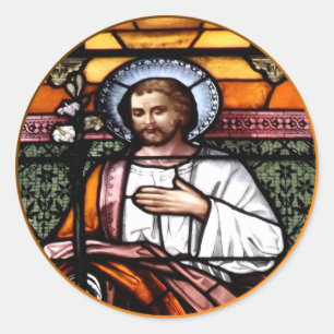 Sticker Rond Saint Joseph priez pour nous - vitraux
