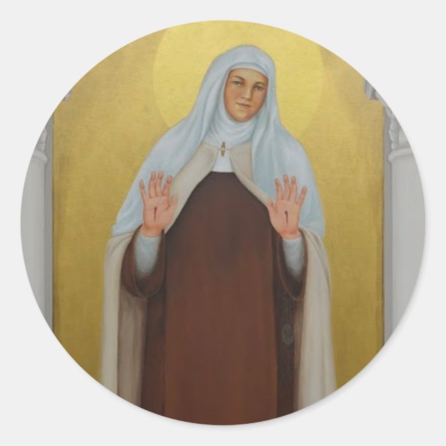 Sticker Rond Saint Mariam de Jésus Crucified Carmelite Nun (Devant)