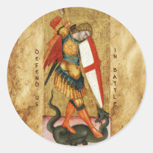 Sticker Rond Saint Michael Archangel et Dragon Sienese