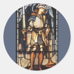 Sticker Rond Saint Michael par Sir Edward Coley Burne-Jones