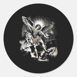 Sticker Rond Saint Michel vainquant Satan Archange Guerrier