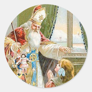 Sticker Rond Saint Nicolas de Noël