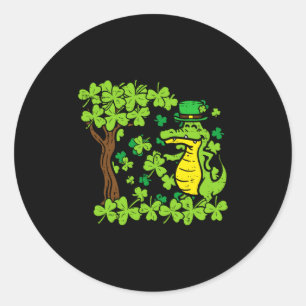 Sticker Rond Saint-Patrick Alligator Trèfle Saint-Patty Hommes