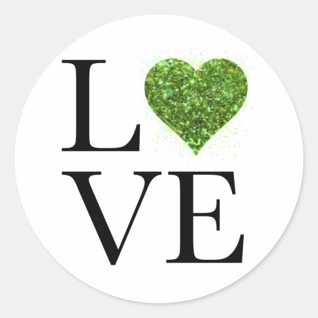 Sticker Rond Saint Patrick | Amour | coeur étincelant vert (Devant)