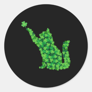 Sticker Rond Saint Patrick Day Shamrock Chat Lucky St patrick D
