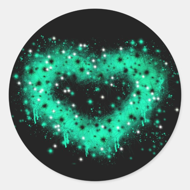 Sticker Rond Saint Patrick | pulvériser le coeur brillant de pe (Devant)