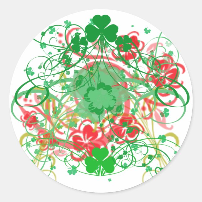 Sticker Rond Saint-Patrick Shamrock tourbillonnant (Devant)