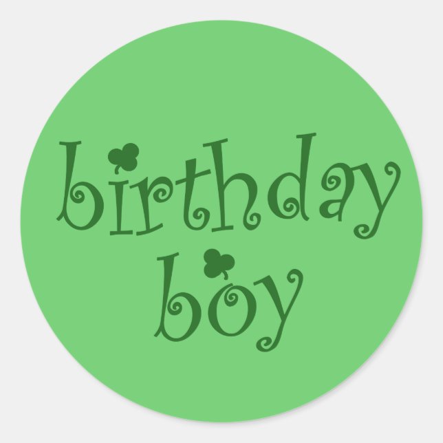 Sticker Rond Saint Patrick's Birthday Boy avec Shamrock (Devant)
