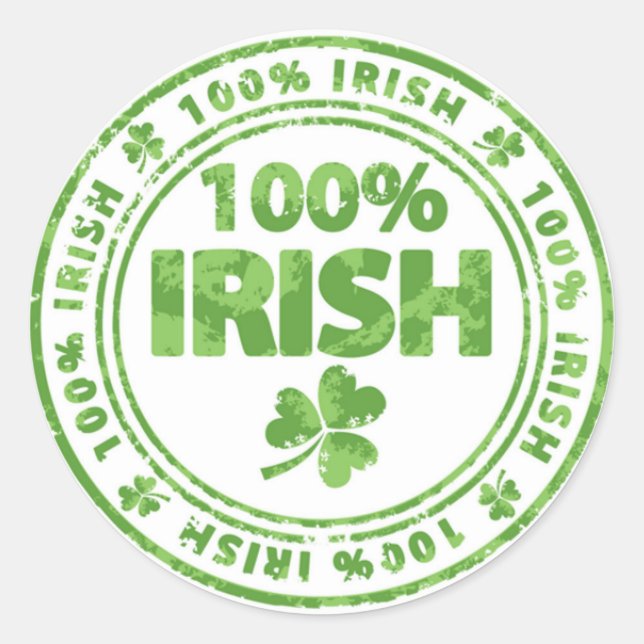 Sticker Rond Saint Patrick's Day 100% irlandais (Devant)