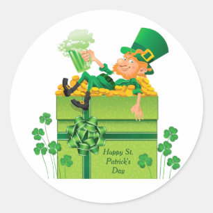 Sticker Rond Saint Patrick's Day Leprechaun