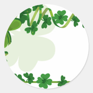 Sticker Rond Saint Patrick's Day Lucky Four Leaf Clover Shamroc