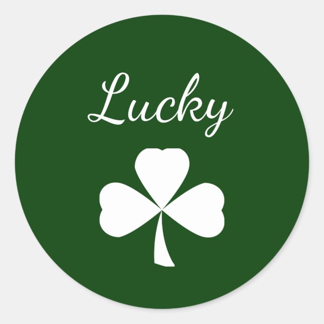 Sticker Rond Saint Patrick's Day Lucky Shamrock Green (Devant)