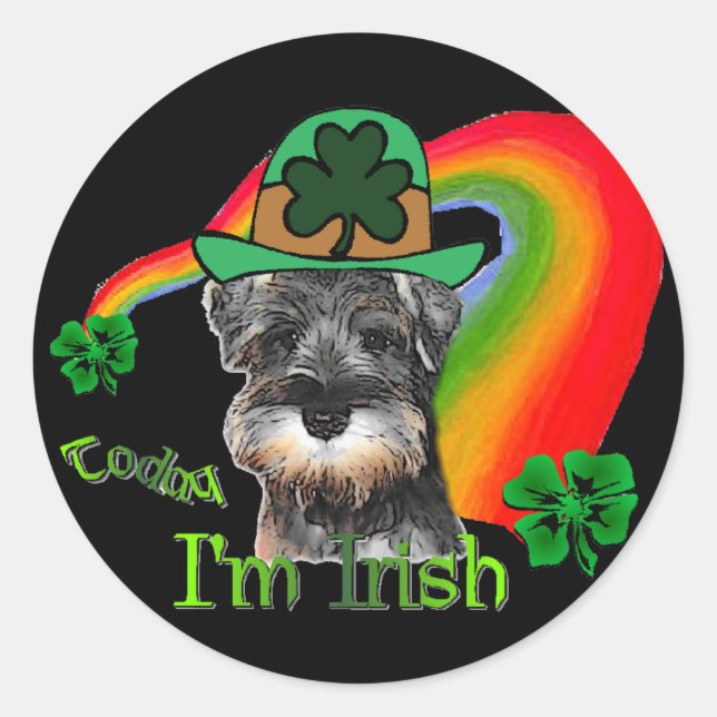 Sticker Rond Saint Patricks Day Mini Schnauzer (Devant)
