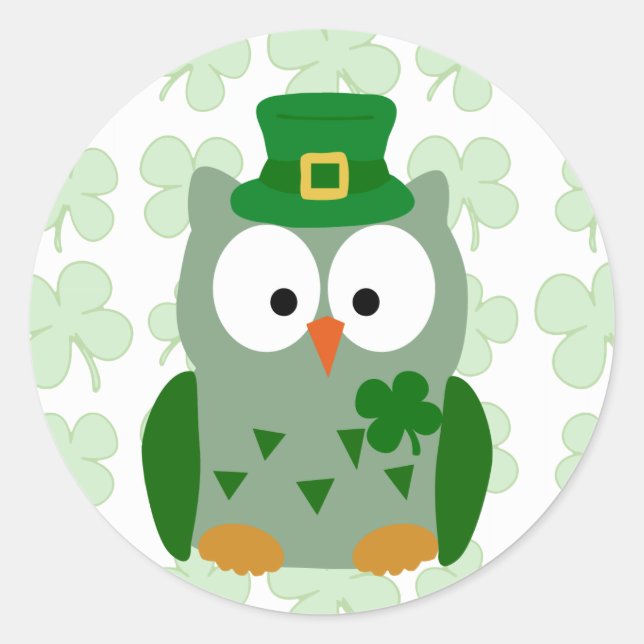 Sticker Rond Saint Patrick's Day Owl (Devant)