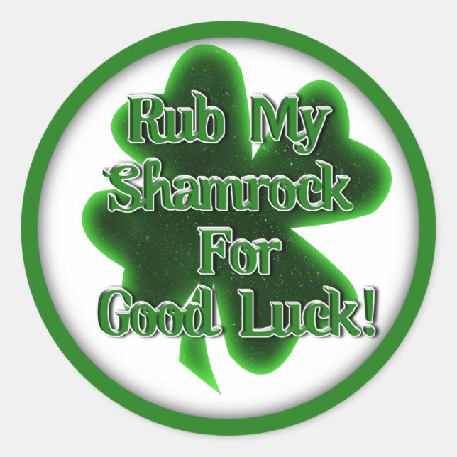Sticker Rond Saint Patrick's Day - Rub Mes Shamrocks pour la bo (Devant)
