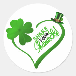 Sticker Rond Saint Patrick's Day Shake Your Shamrock