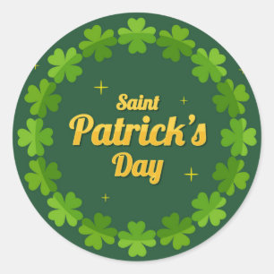 Sticker Rond Saint Patrick's Day Shamrock vert irlandais