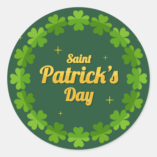 Sticker Rond Saint Patrick's Day Shamrock vert irlandais (Devant)